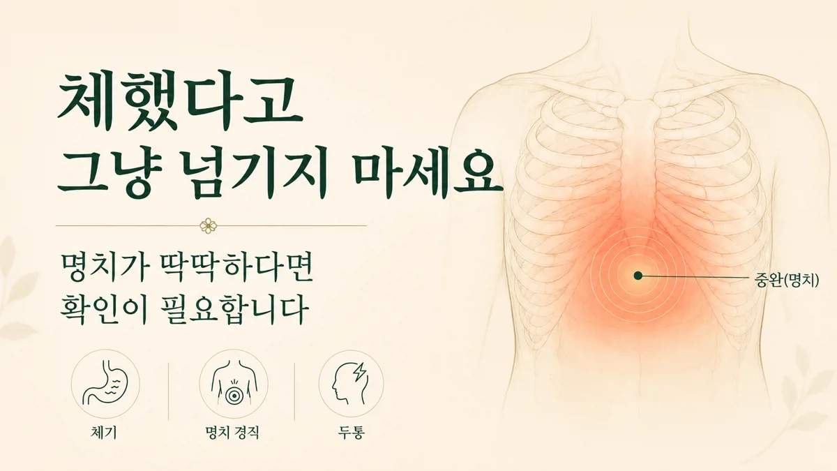 체했다고 그냥 넘기지 마세요, 명치가 딱딱하다면 확인이 필요합니다.